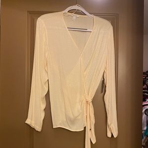 Nine West Cream patterned wrap Blouse, size L